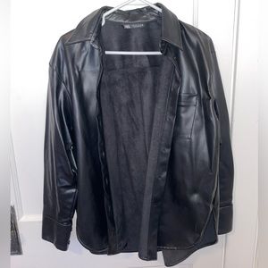 Zara oversized faux leather jacket